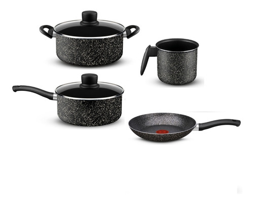 Batería Cocina Set Ollas 6pz Antiadherent Tefal Stone Effect