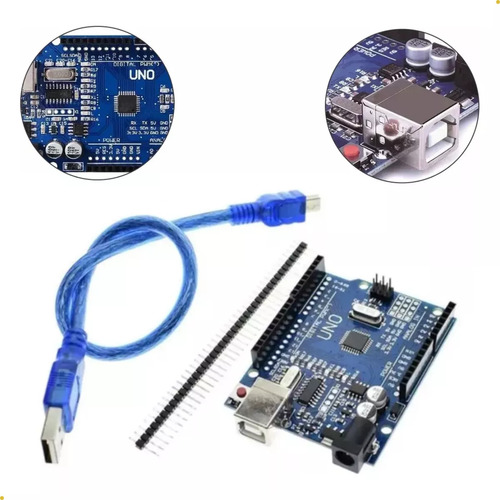 Arduino Uno R3 Atmega328 Smd + Cabo E Pinos Blutu