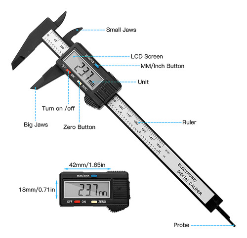 Calibrador Digital Vernier De 150 Mm, Pantalla Led De Alta P