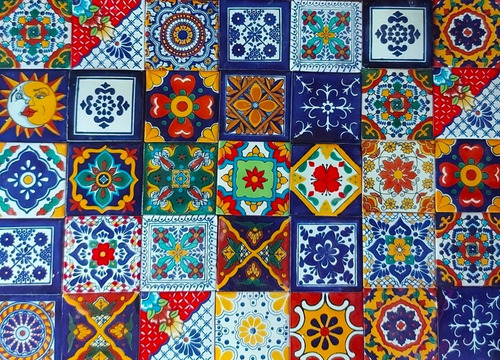 90 Piezas Azulejo Talavera 10cm Diferentes Colores Confeti