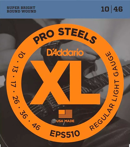 Encordado Daddario Eps510 Xl Pro Steels 010 046 G Electrica
