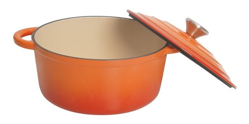 Cacerola Olla De Hierro Fundido Esmaltado Naranja 24x11 Cm