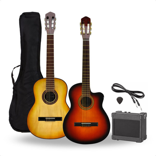 Guitarra Criolla Electroacustica Corte + Amplificador Funda