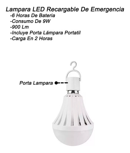 Foco Led Recargable De Emergencia 900 Lm Santul