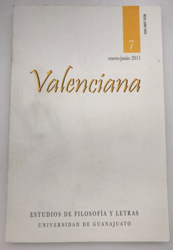 Revista Filosofía Letras Literatura Valenciana 2011 Univ Gto