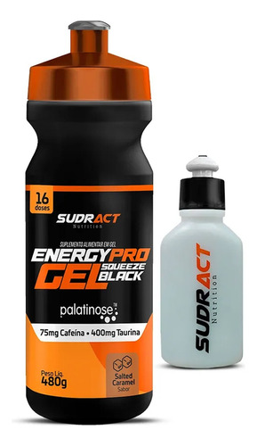 Energy Pro Gel Black 480g Squeeze + Squeeze 100ml Sudract Sabor Caramelo