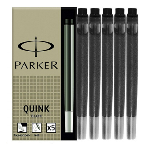 Cartucho Parker Quink Negro Permanente Cajita X5 (x2 Unid.)