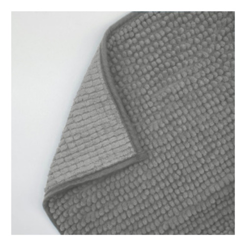 Set Combo Cortina Baño Estampada + Alfombra Shaggy + Ganchos Gris Claro