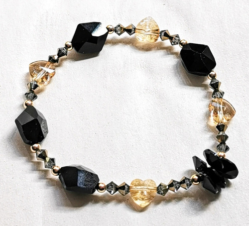 Pulsera De Corazones De Cristal Swarovski Y Gold Filled 