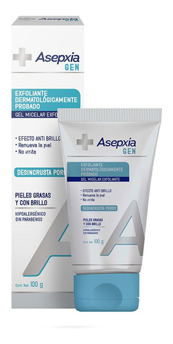 Asepxia Gen Gel Micelar Exfoliante Piel Grasa C/brillo 100g Momento de aplicación Día/Noche Tipo de piel Grasa con Brillo