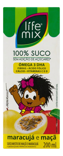 Suco de maracujá e maçã  Life Mix  Turma Da Mônica sem glúten 200 ml 