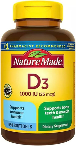 Vitamina D3 1000 Ui Nature Made - Unidad a $195133