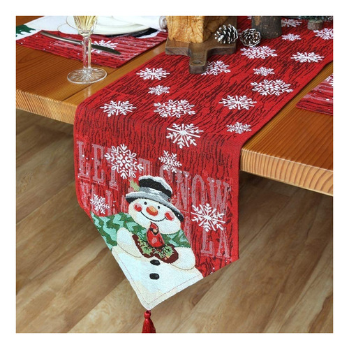 Yi Camino De Mesa Con Adornos Navideños Mantel Muñeco De