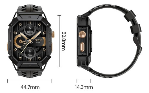 Reloj Inteligente Militar Haylou Iron N1 2.13 C/ Micrófono Negro Mesh Negro Negro