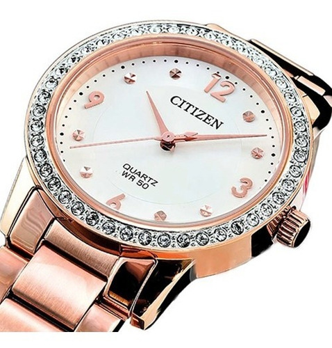 Citizen Quartz Crystal White Dial El3093-83a Color de la correa Oro Rosa Color del bisel Oro rosa Color del fondo Blanco 61186