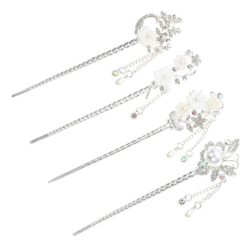 1 4 Palillos For El Pelo, Estilo Chino Clásico, Con Borlas