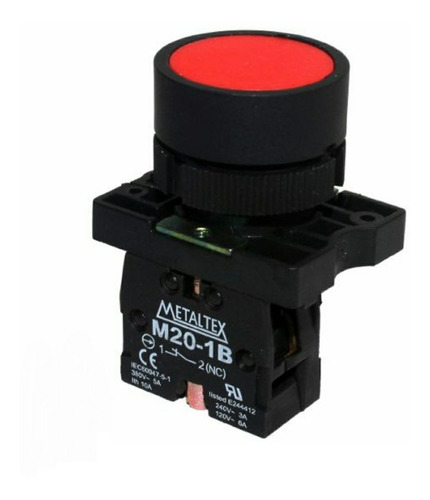 Botão Pulsador 22mm P20afr-r-1a  Vermelho 1na Metaltex