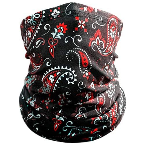Black Paisley Outdoor Face Mask By - Motorcycle Ski Sno...