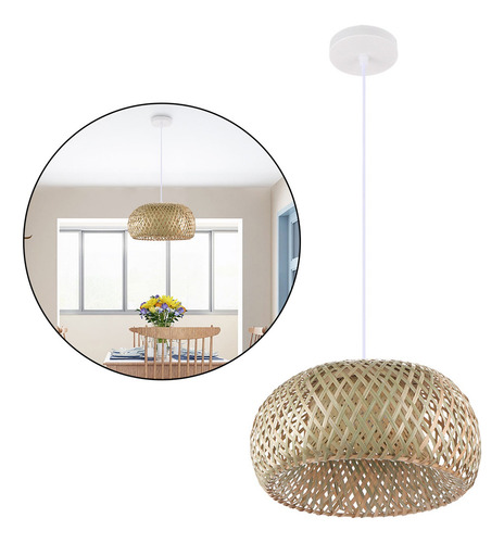 Lâmpada Colgante De Bambu, Luminária Retro Estilo Japonês