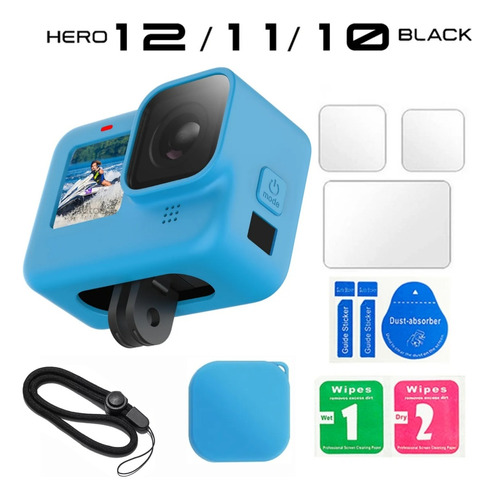 Funda + Sujetador + Tapa + 3 Micas Vidrio Gopro Hero - Celes