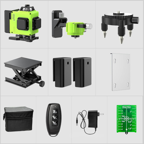 Nivel Láser Verde 4d 16 Líneas Autonivelante 2 Baterías