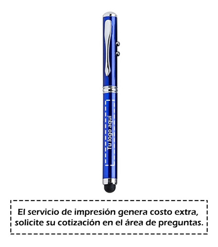 Imagen 2 de 9 de Bolígrafo De Aluminio Con Luz Blanca, Láser Y Goma Touch