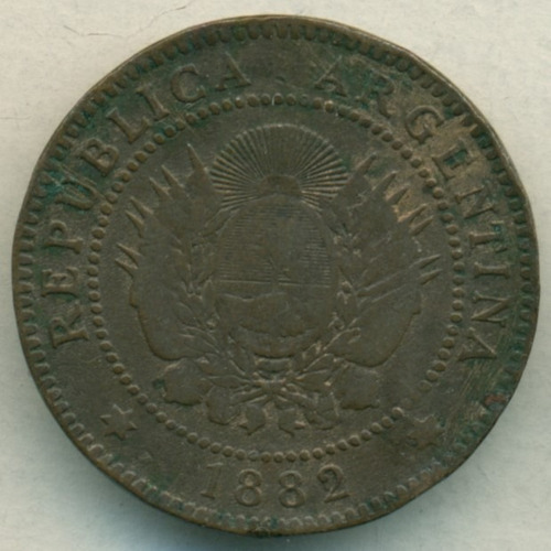 Argentina Moneda Cobre Un Centavo De Patacón 1882 Rara 