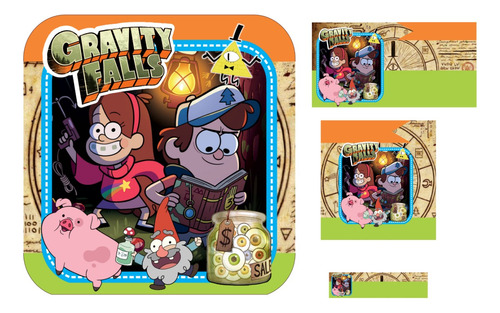 Etiqueta Escolar Gravity Falls Kit Imprimible No Fisico  