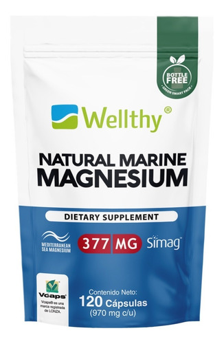 Wellthy Magnesio Marino Natural Marine Magnesium 120 Cápsula