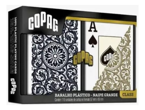 Baralho Plástico Preto Dourado Grande Duplo Class Copag