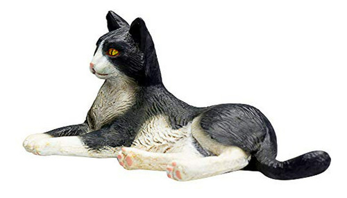 Figura De Juguete Mojo Gato Blanco Y Negro Acostado