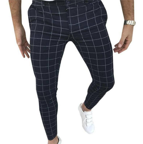 Pantalones Pitillo A Cuadros De Vestir Formal Para Hombre