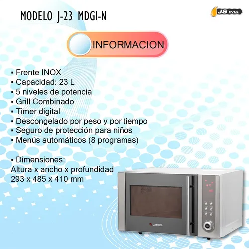 Horno Microondas James 23 Litros J-23b Mdgi-n 5 Niveles