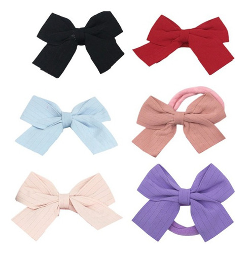 Medio Pack X6 Colitas C/ Moño 6 Colores Colitas Pelo C:11006 Negro Rosa Claro Celeste Rojo Lila Rosa Oscuro Colitas C/ Moño