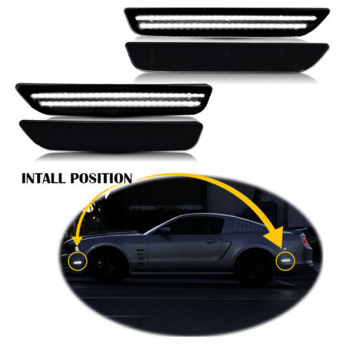 4x For 2010-2014 Ford Mustang Camaro White Led Side Mark Aab