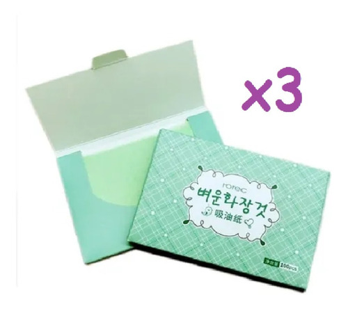 Set 3 Sobres Papel Arroz  Facial Absorbente Blotting Paper