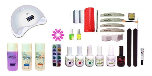 Kit Esmalte Permanente + Accesorios + Lampara Uv 48w.