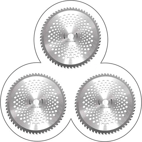 3 Unidades Disco Lâmina 80 Dentes De Wídea Para Roçadeiras Cor Prateado