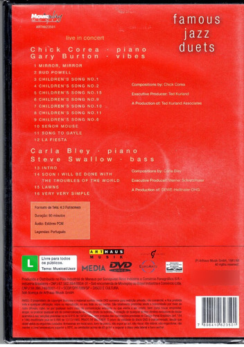 Dvd - Famous Jazz Duets - Chick Corea And Gary Burton / Carl