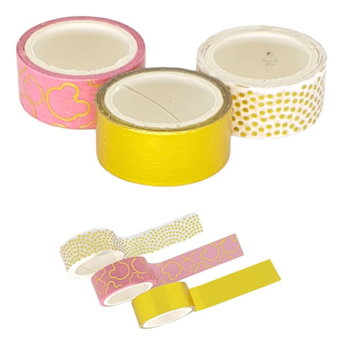 Kit Fita Washi Tape Metalizado Foil Diversão 3 Unidades