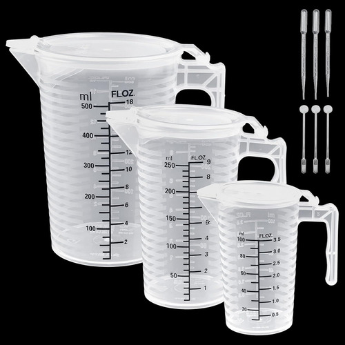 3 Tazas Medidoras Graduadas De 100 Ml, 250 Ml Y 500 Ml