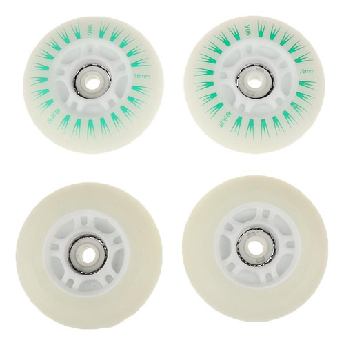 4 Piezas Led Lights Ruedas De Patinaje En Línea 76mm Verde