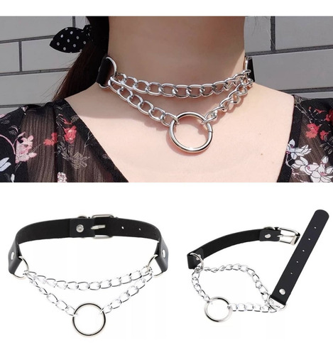 Collar Choker Argolla Cadenas Bisutería Gótico Punk Harajuku