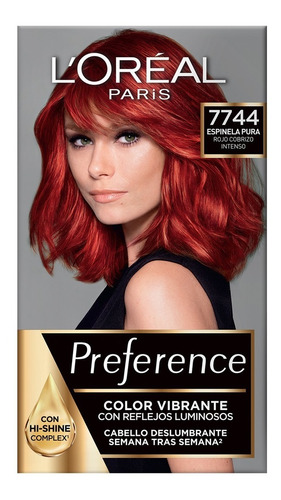 Tinte Preference L'oréal Paris 7744 Rojo Cobrizo Intenso