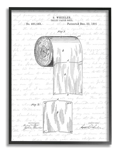 Stupell Industries Rollo De Papel Higiénico Patente Diseño D