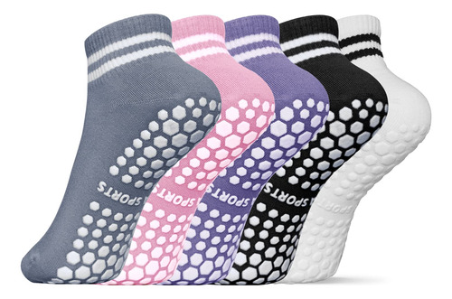 Suprogy 5 Pares De Calcetines De Yoga Para Mujer, Antidesli.