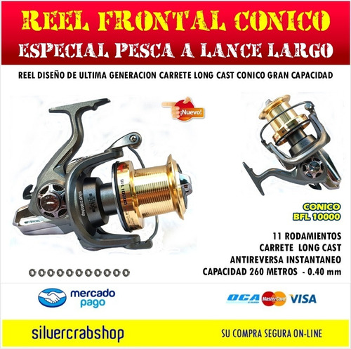 Imagen 2 de 4 de Reel Frontal Carrete Conico Super Lance Gran Capacidad