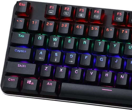 TKL - Teclado mecánico 75%, 87 teclas RGB retroiluminado, teclado compacto  con cable con interruptores rojos para Windows, laptop, PC, PS4, PS5, Xbox