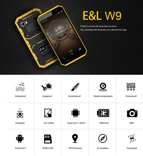 Celular E&l W9 - Gps Dualsim 4g Wifi Office Ip68 Ip69 / Blu