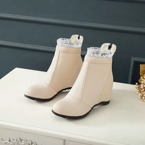 Botas Nuas De Salto Em Cunha Botas Curtas Altura Interna